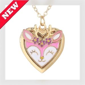 𝅺🦄🆕 PINKSHEEP || Girls Heart-Shaped Deer Locket Necklace-